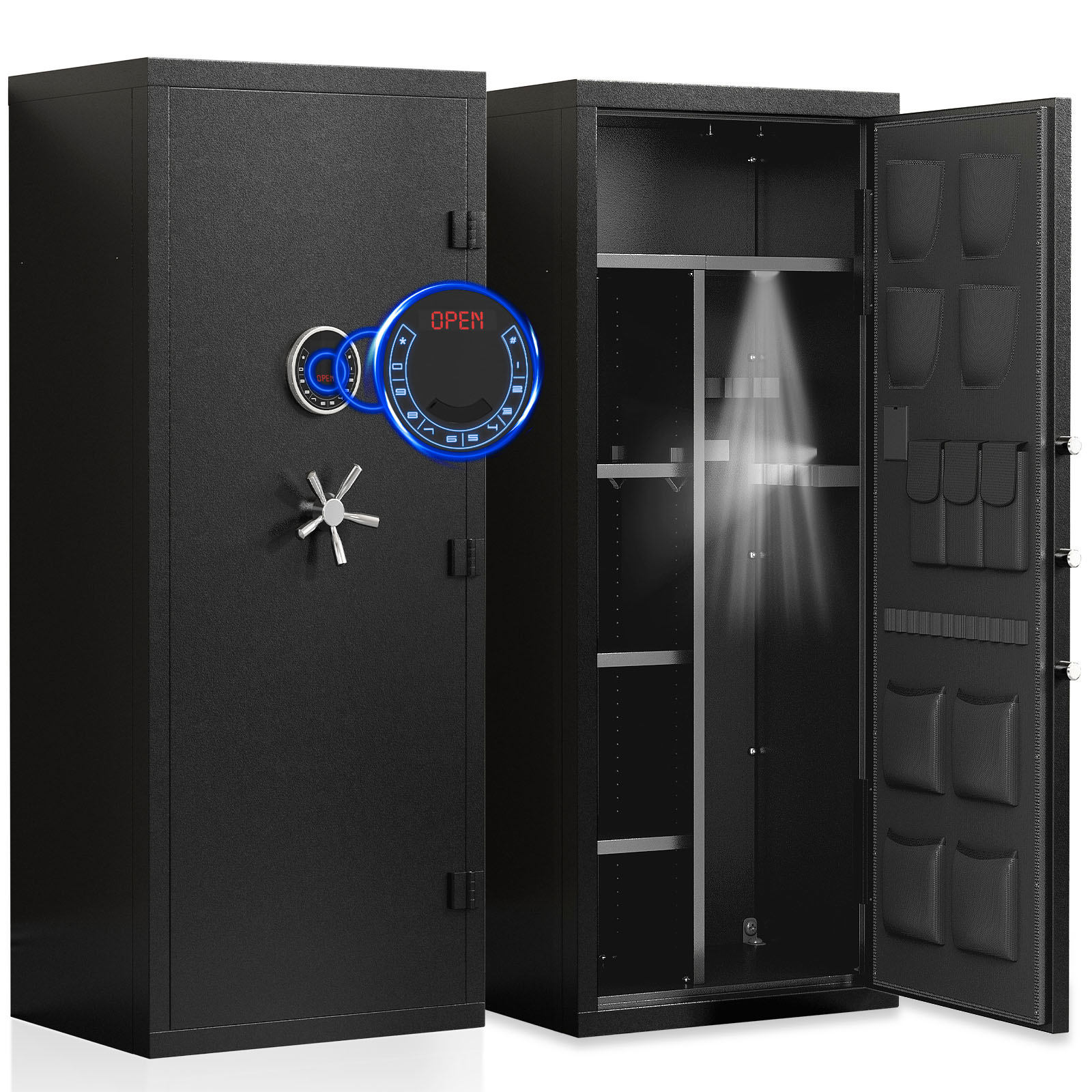 15-20 Gun Safe, Large Gun Safe for Shotguns and Pistols, Unassembled Gun Safe with Adjustable Shelf \u0026 Gun Rack, Gun Safe for Home and Shotgun, Quick Access Gun Cabinet with Dual Alarm